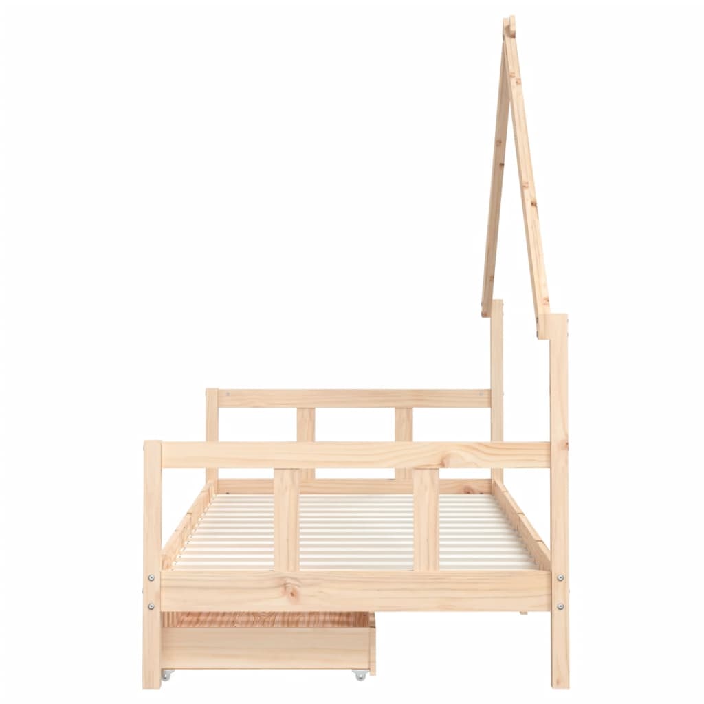 sengeramme til juniorseng m. skuffer 90x200 cm massivt fyr