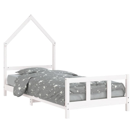 sengeramme til juniorseng 90x190 cm massivt fyrretræ hvid