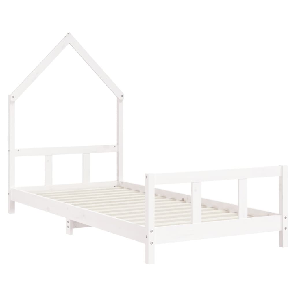 sengeramme til juniorseng 90x200 cm massivt fyrretræ hvid