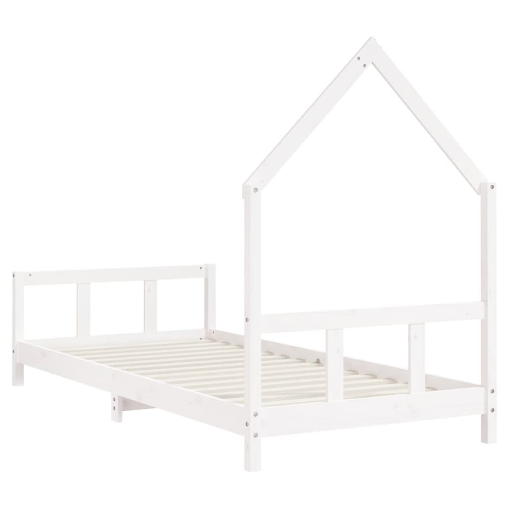 sengeramme til juniorseng 90x200 cm massivt fyrretræ hvid