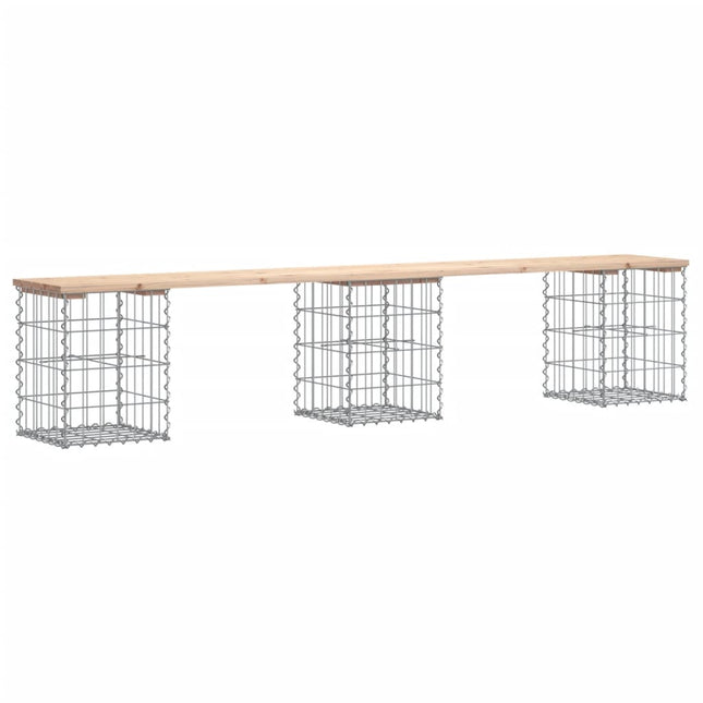 havebænk med gabiondesign 203x31x42 cm massivt fyrretræ
