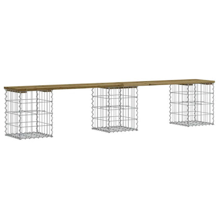 havebænk med gabiondesign 203x31x42 cm imprægneret fyrretræ