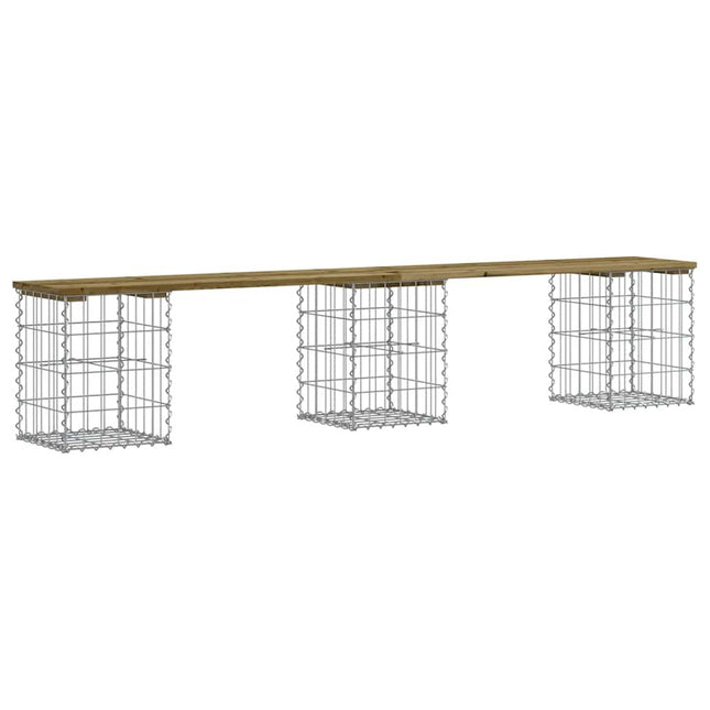 havebænk med gabiondesign 203x31x42 cm imprægneret fyrretræ