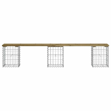 havebænk med gabiondesign 203x31x42 cm imprægneret fyrretræ