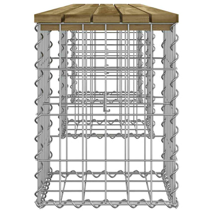 havebænk med gabiondesign 203x31x42 cm imprægneret fyrretræ