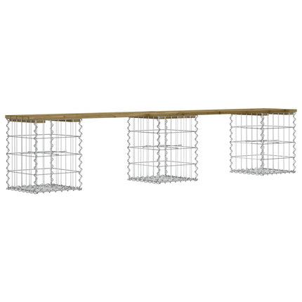 havebænk med gabiondesign 203x31x42 cm imprægneret fyrretræ