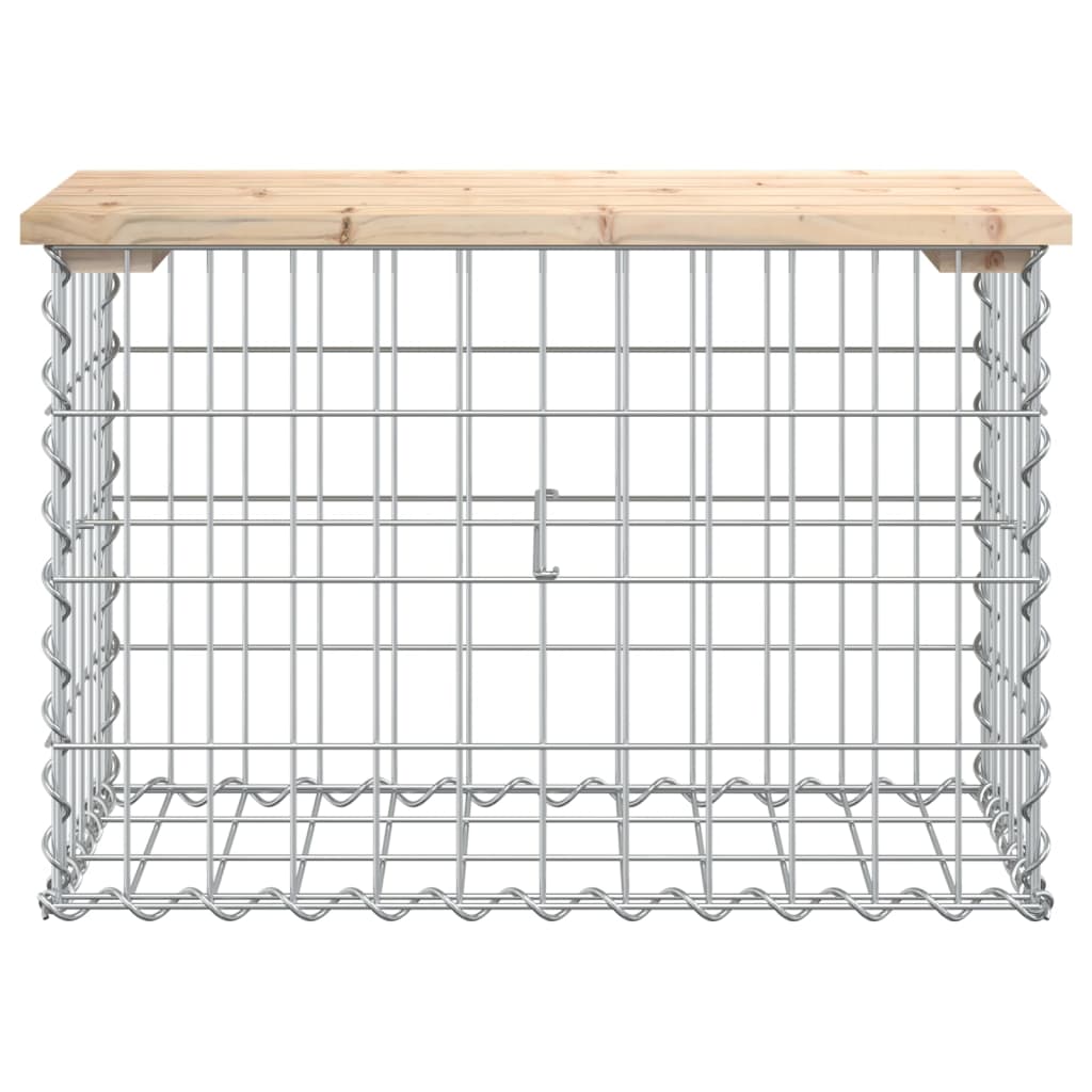 havebænk med gabiondesign 63x31,5x42 cm massivt fyrretræ