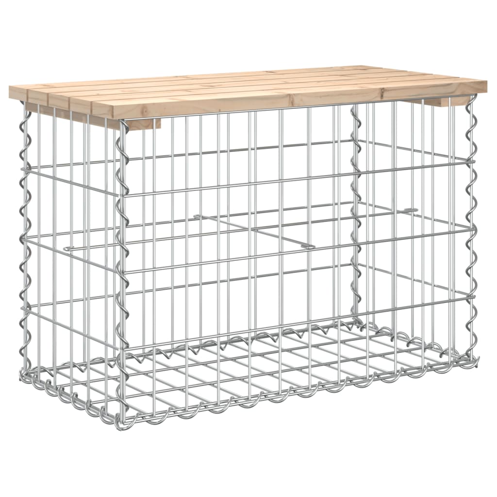havebænk med gabiondesign 63x31,5x42 cm massivt fyrretræ