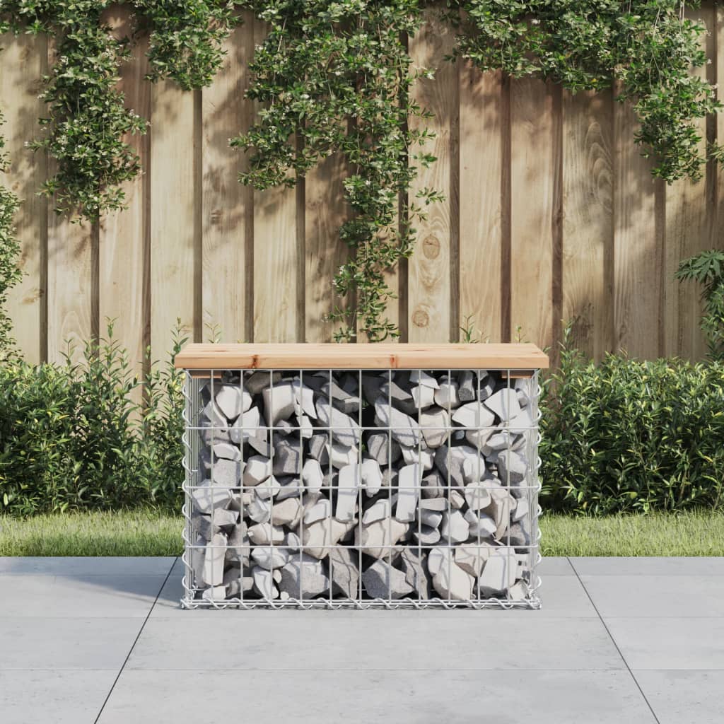havebænk med gabiondesign 63x31,5x42 cm massivt fyrretræ