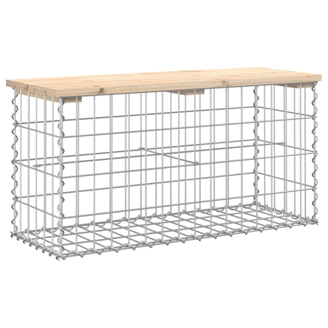 havebænk med gabiondesign 83x31,5x42 cm massivt fyrretræ