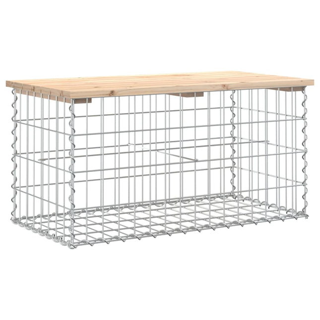 havebænk med gabiondesign 83x44x42 cm massivt fyrretræ