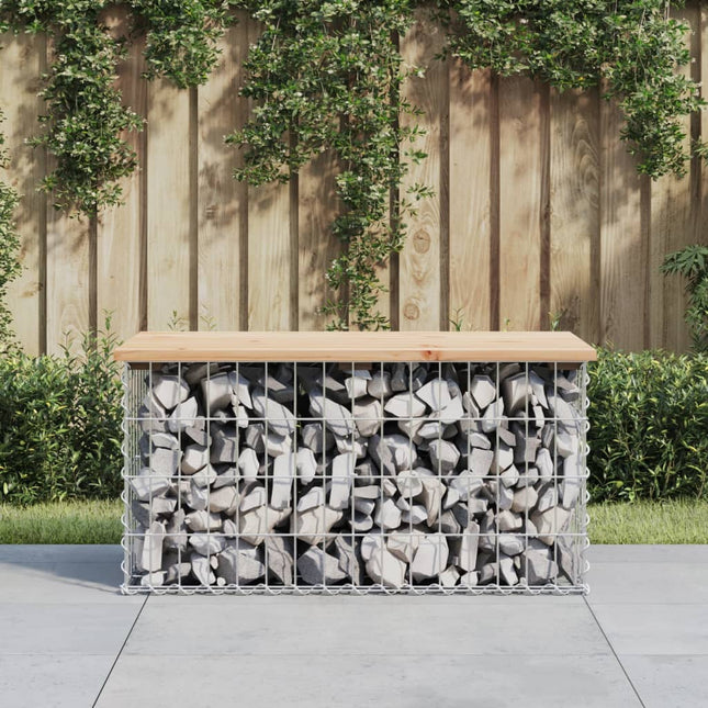 havebænk med gabiondesign 83x44x42 cm massivt fyrretræ