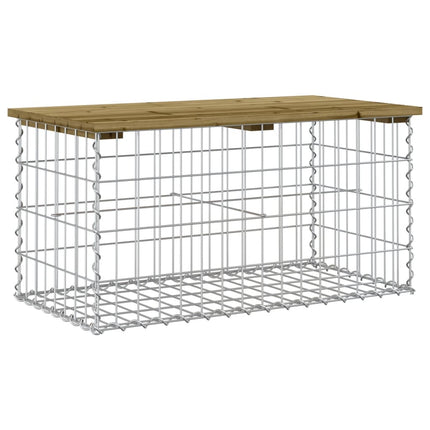 havebænk med gabiondesign 83x44x42 cm imprægneret fyrretræ