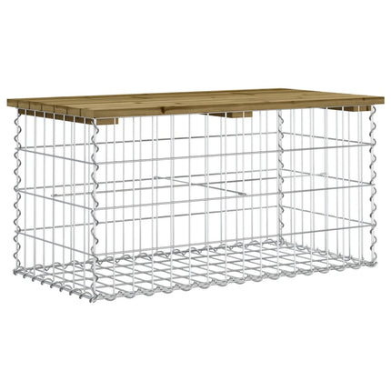 havebænk med gabiondesign 83x44x42 cm imprægneret fyrretræ