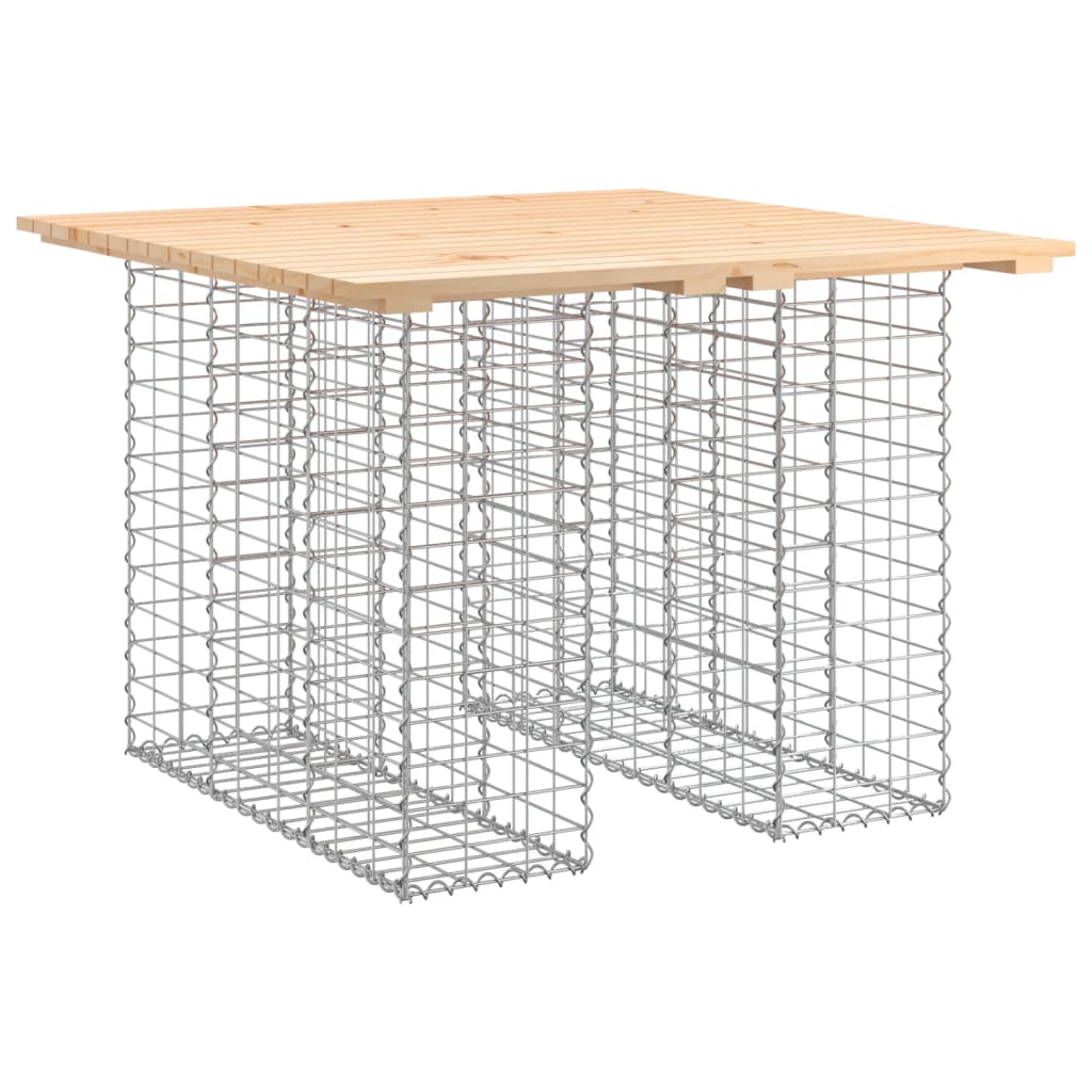 havebord gabiondesign 100x102x72 cm massivt træ fyrretræ
