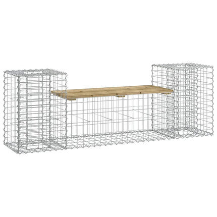 havebænk med gabiondesign 183x41x60,5 cm imprægneret fyrretræ