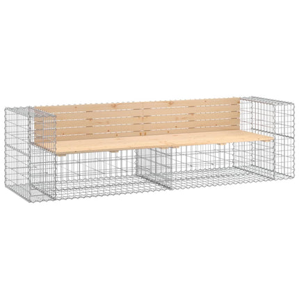 havebænk med gabiondesign 244x71x65,5 cm massivt fyrretræ