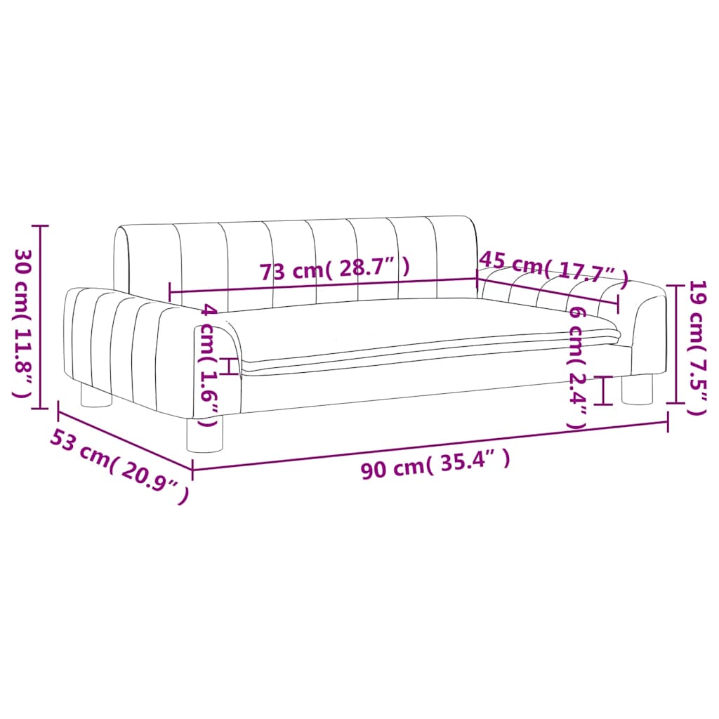 sofa til børn 90x53x30 cm stof gråbrun