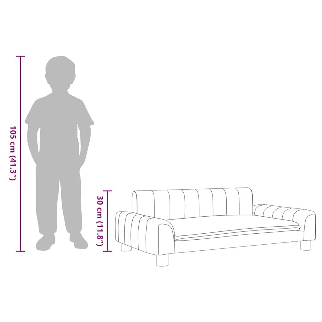 sofa til børn 90x53x30 cm stof gråbrun