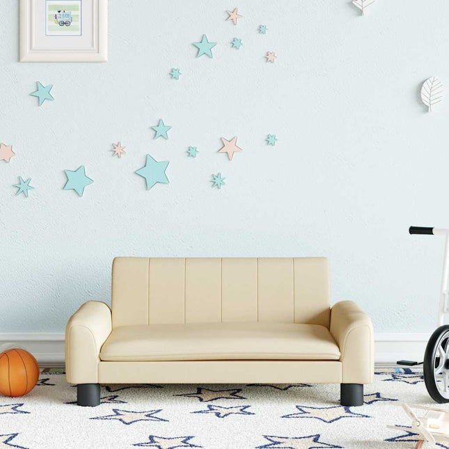 sofa til børn 70x45x30 cm stof cremefarvet