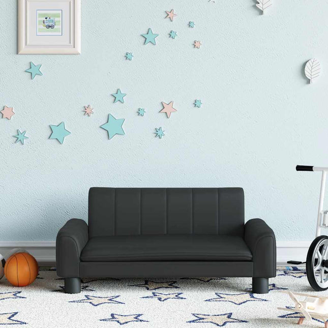 sofa til børn 70x45x30 cm kunstlæder sort