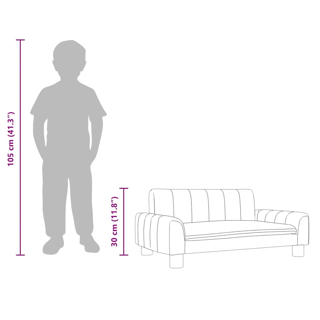 sofa til børn 70x45x30 cm kunstlæder brun