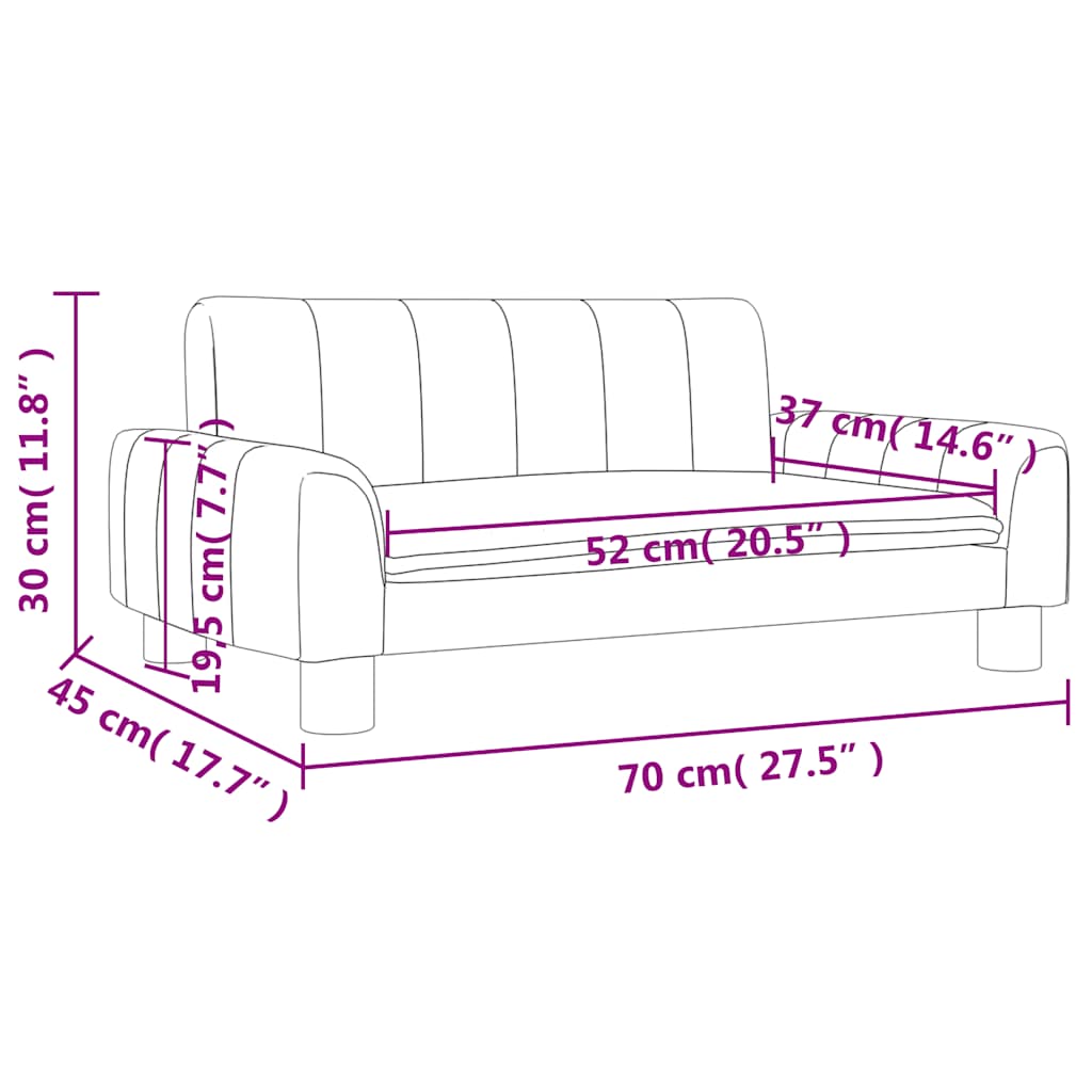 sofa til børn 70x45x30 cm kunstlæder grå