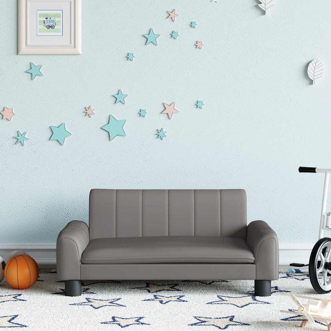 sofa til børn 70x45x30 cm kunstlæder grå