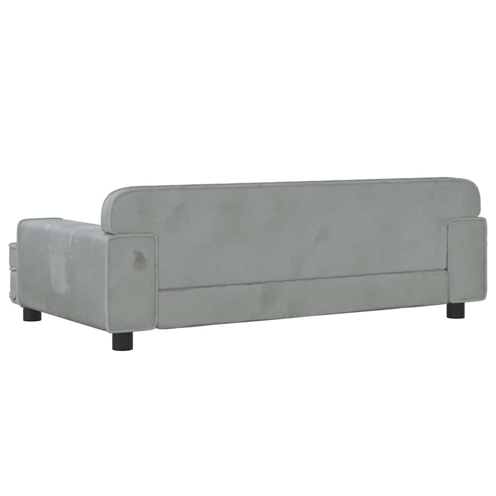 sofa til børn 90x53x30 cm velour lysegrå