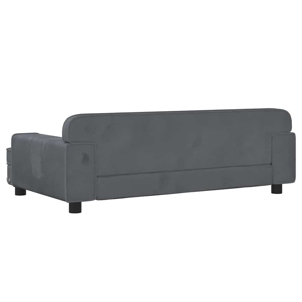 sofa til børn 90x53x30 cm velour mørkegrå