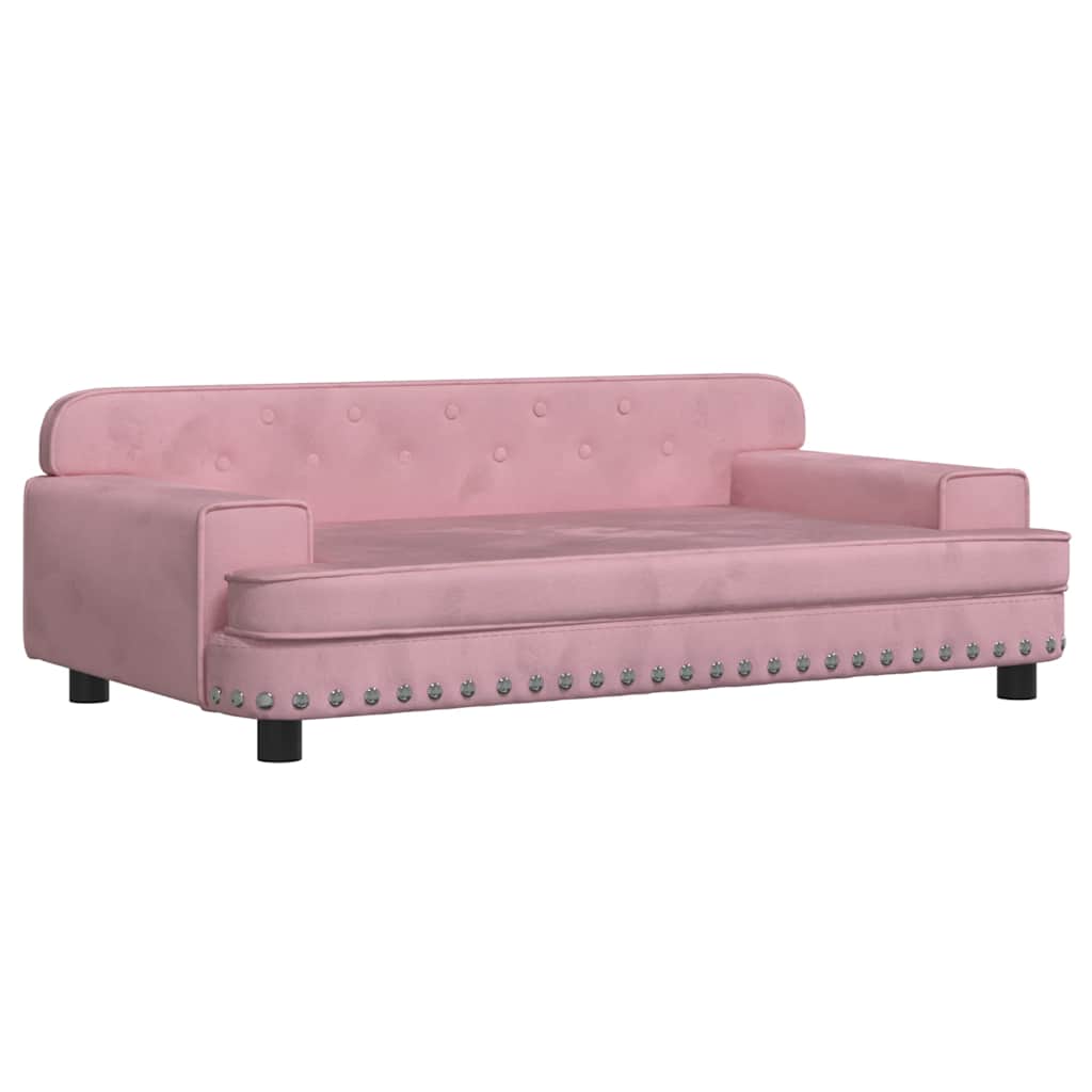 sofa til børn 90x53x30 cm velour lyserød