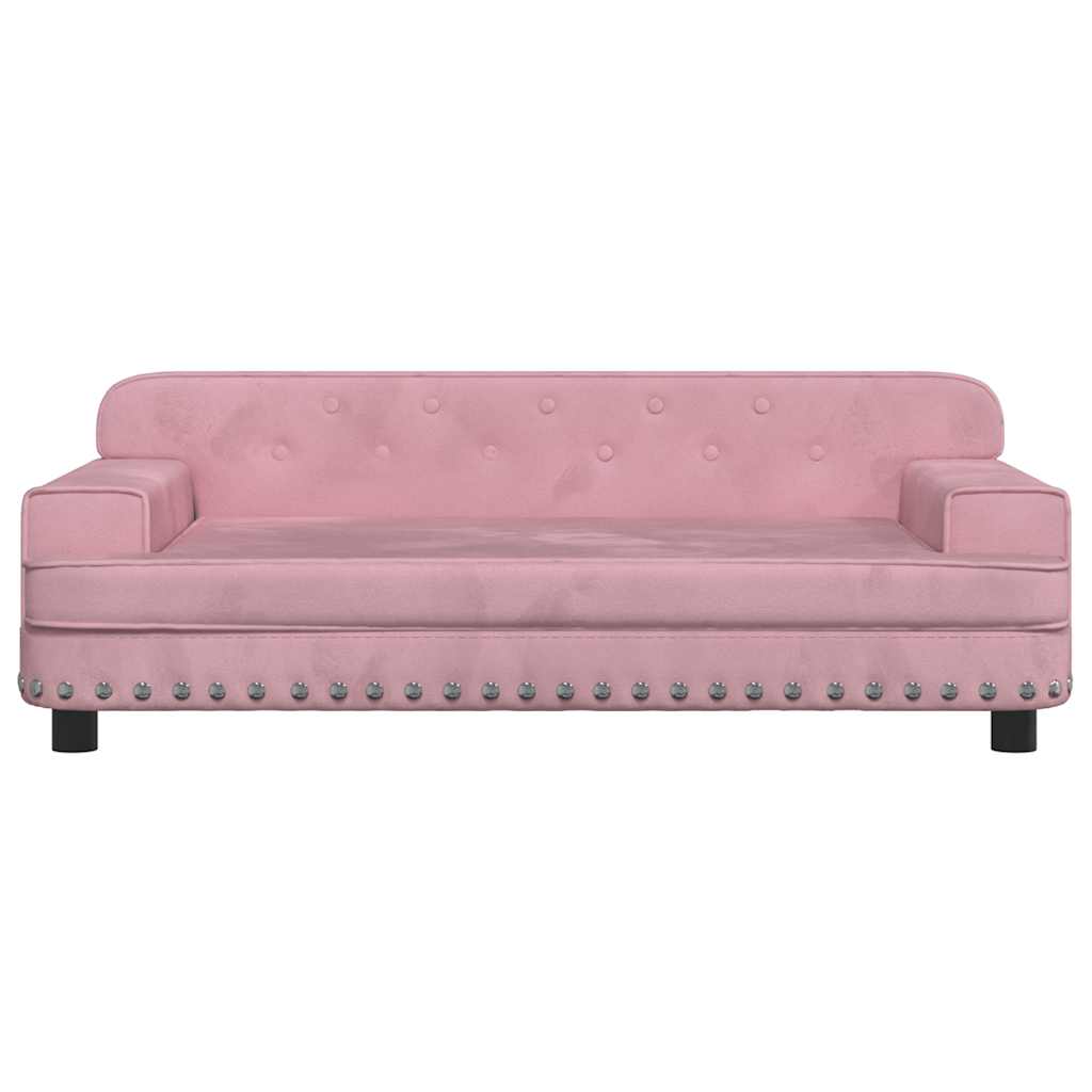 sofa til børn 90x53x30 cm velour lyserød