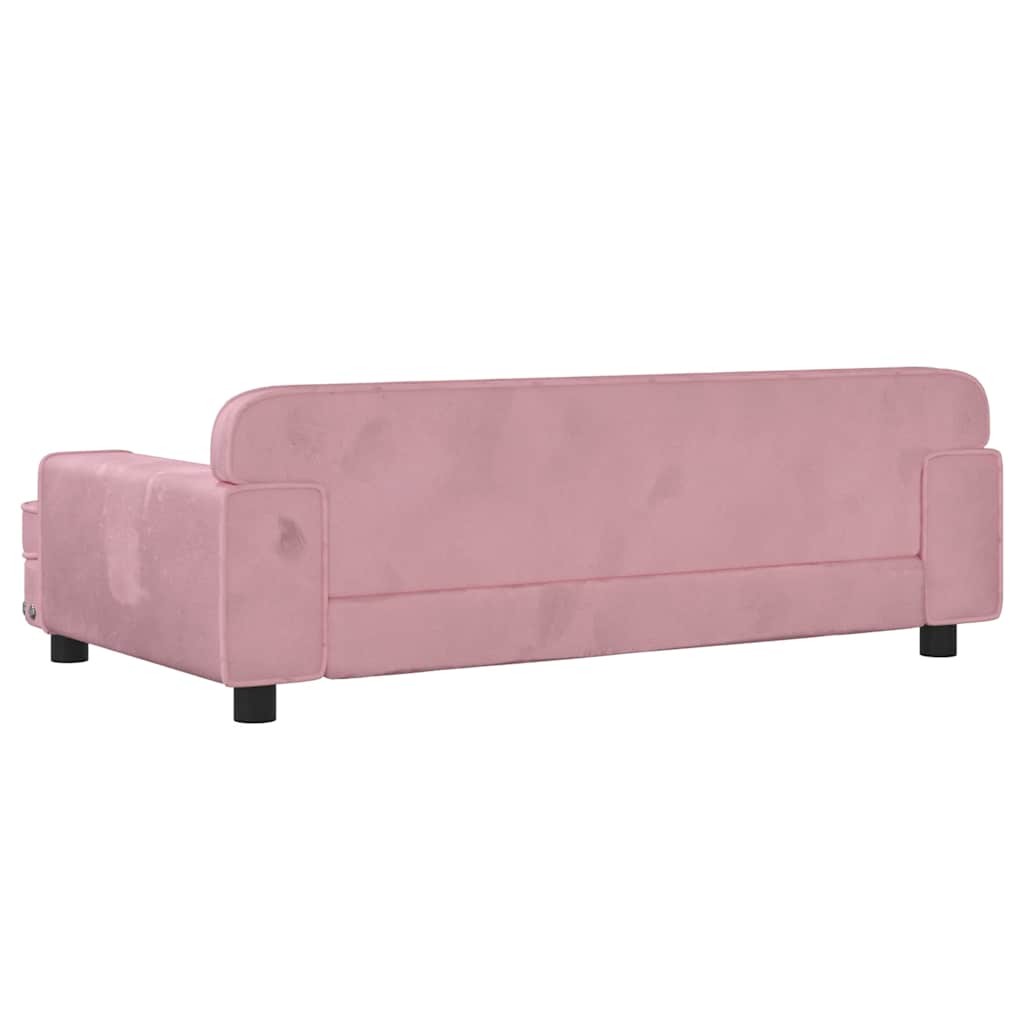 sofa til børn 90x53x30 cm velour lyserød