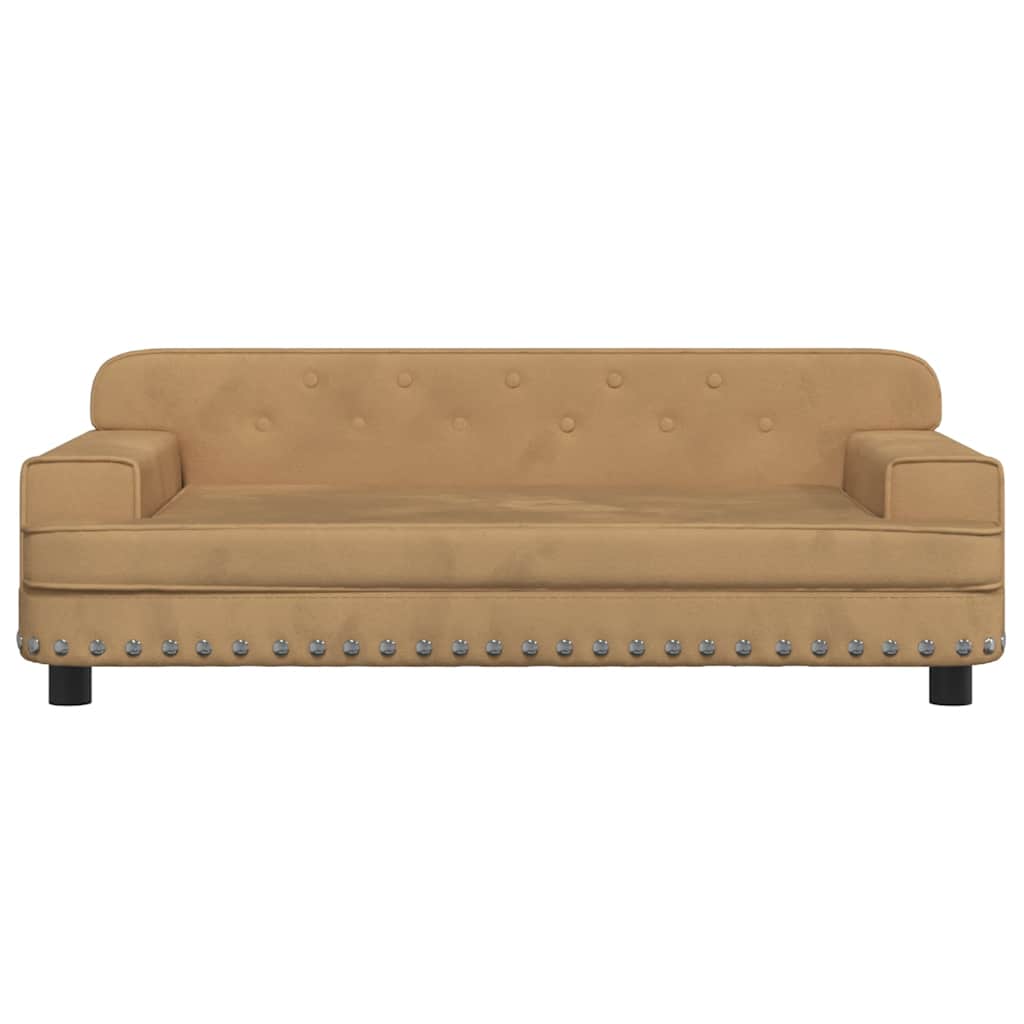 sofa til børn 90x53x30 cm velour brun