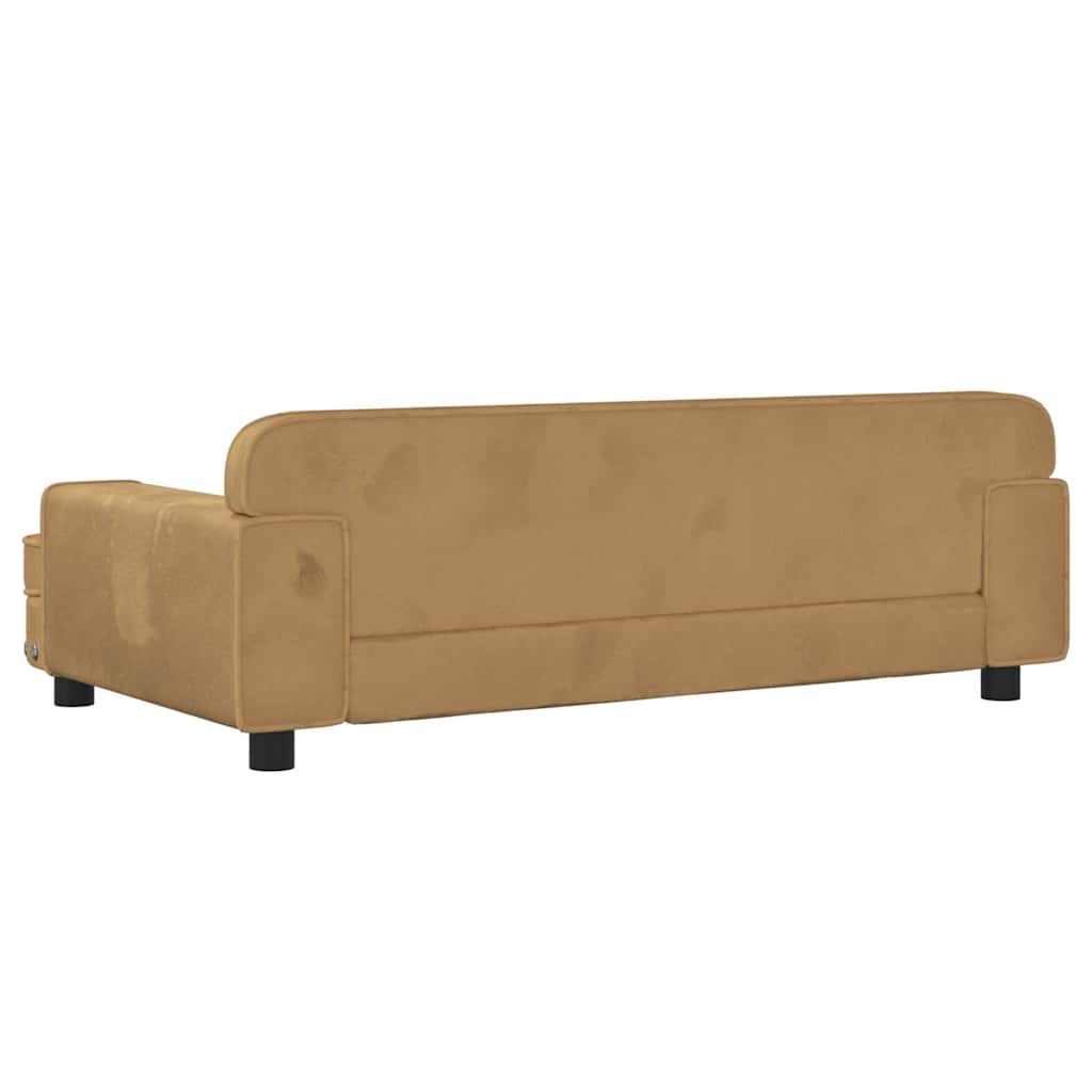 sofa til børn 90x53x30 cm velour brun