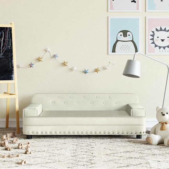 sofa til børn 90x53x30 cm velour cremefarvet