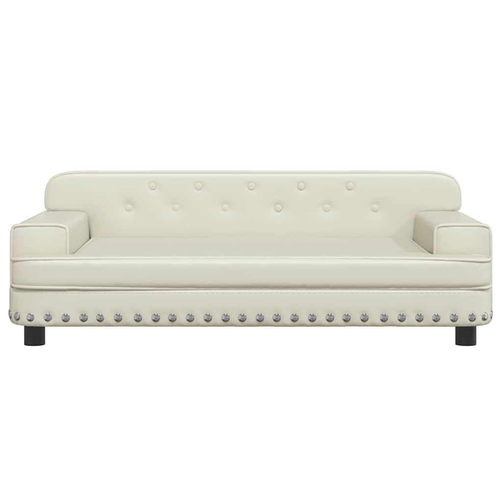 sofa til børn 90x53x30 cm kunstlæder cremefarvet
