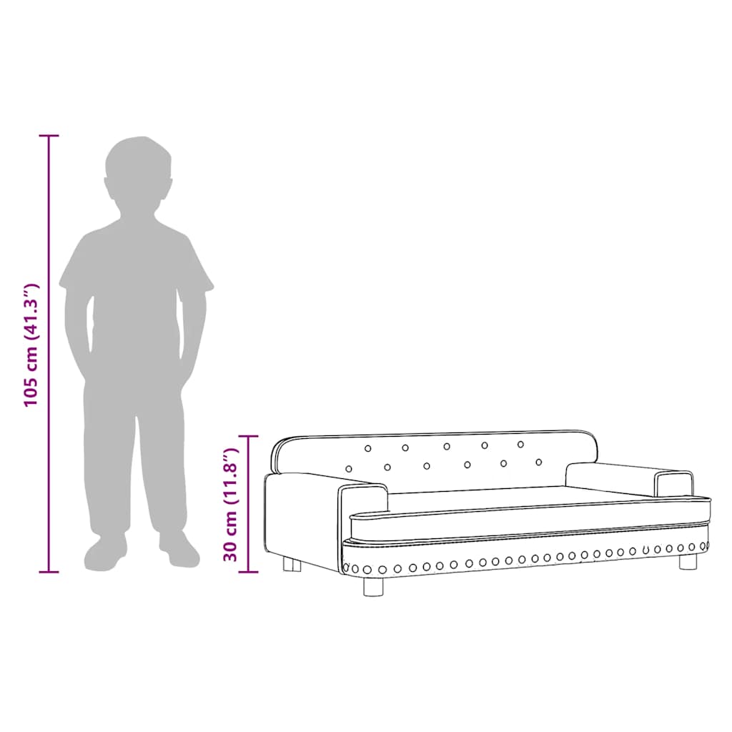 sofa til børn 90x53x30 cm kunstlæder grå