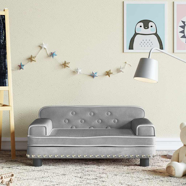 sofa til børn 70x45x30 cm fløjl lysegrå