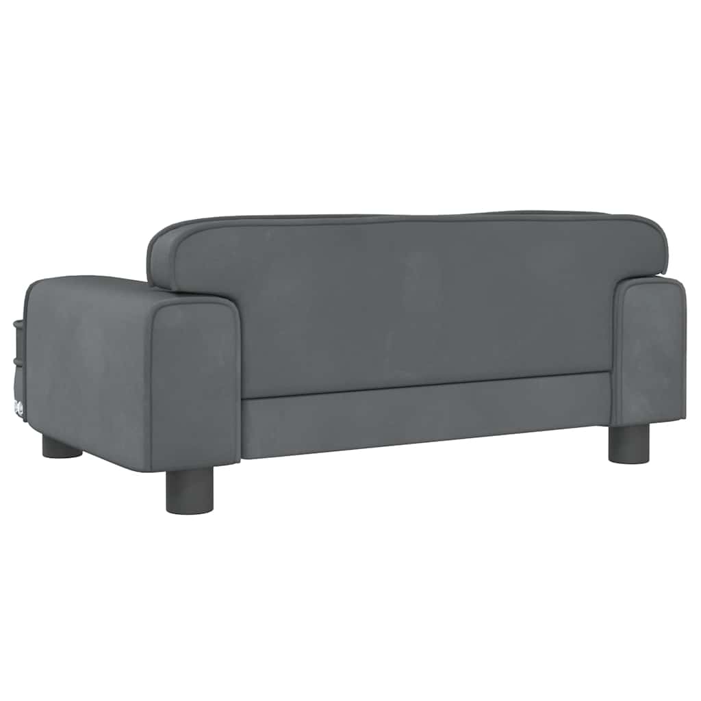 sofa til børn 70x45x30 cm fløjl mørkegrå
