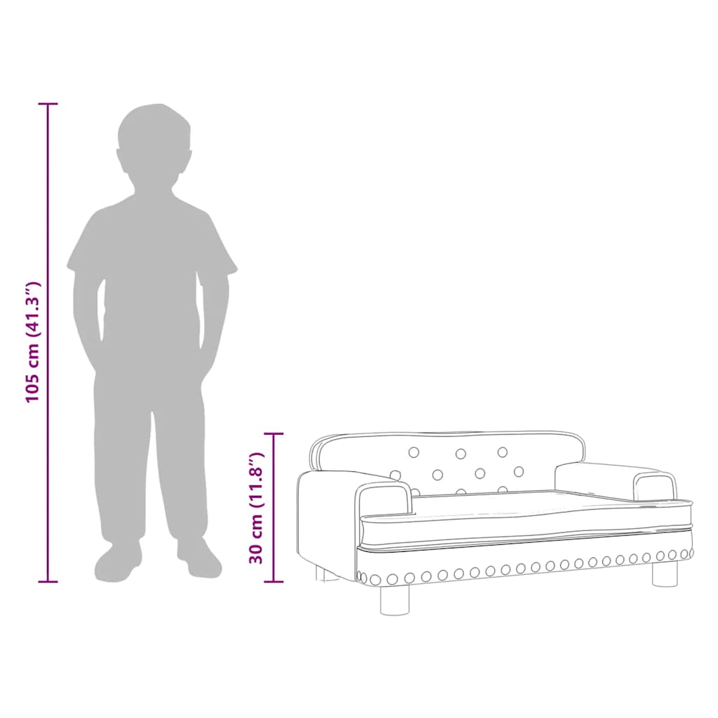 sofa til børn 70x45x30 cm fløjl mørkegrå