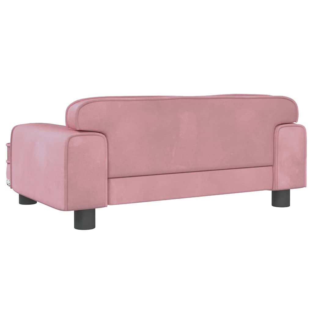 sofa til børn 70x45x30 cm fløjl lyserød