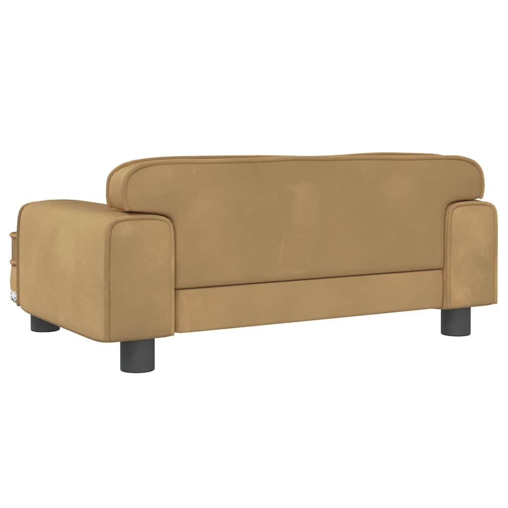 sofa til børn 70x45x30 cm fløjl brun