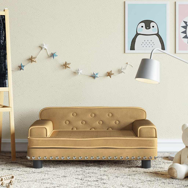 sofa til børn 70x45x30 cm fløjl brun