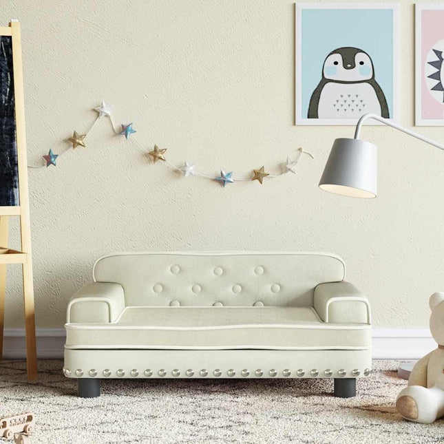 sofa til børn 70x45x30 cm fløjl cremefarvet