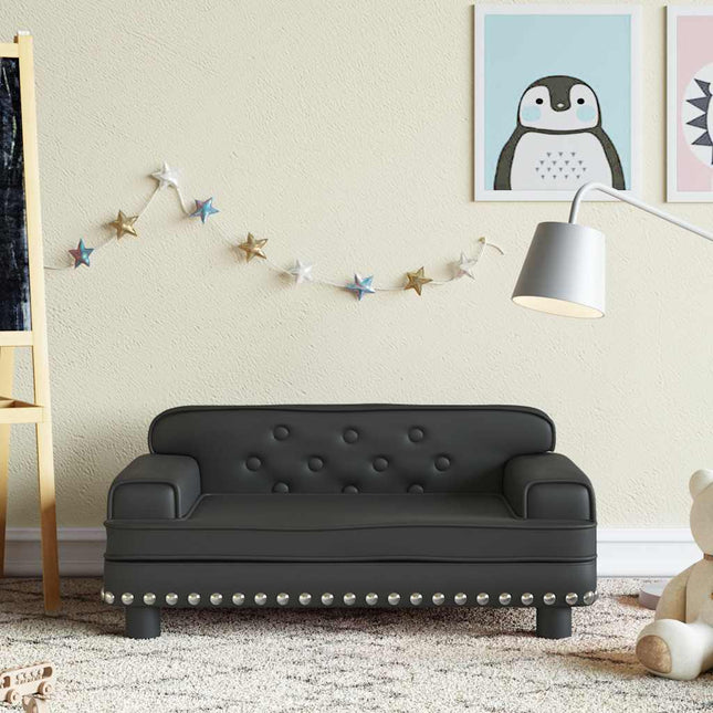 sofa til børn 70x45x30 cm kunstlæder sort