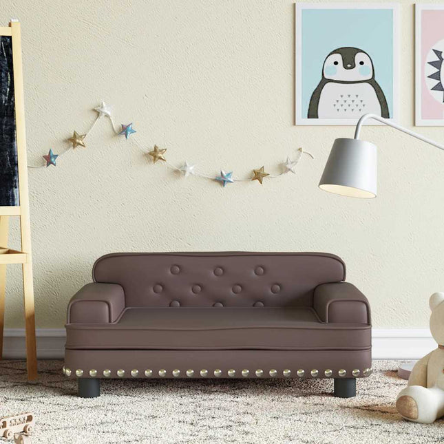 sofa til børn 70x45x30 cm kunstlæder brun