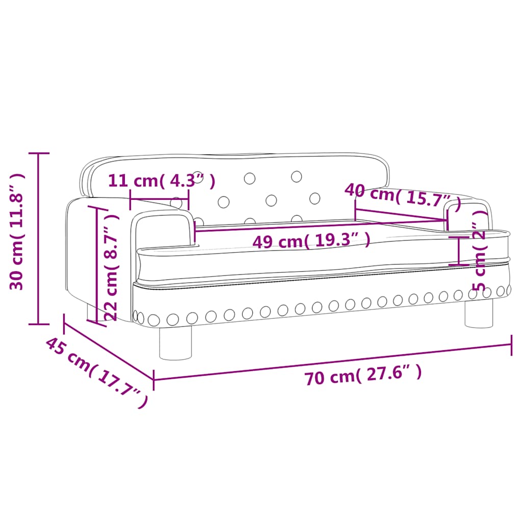 sofa til børn 70x45x30 cm kunstlæder grå