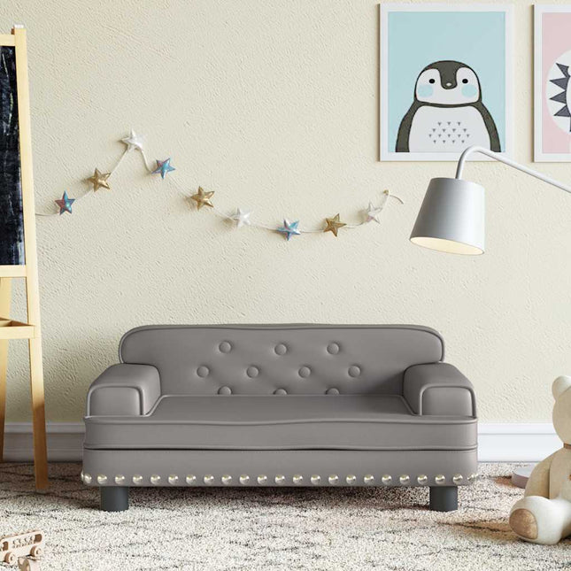 sofa til børn 70x45x30 cm kunstlæder grå