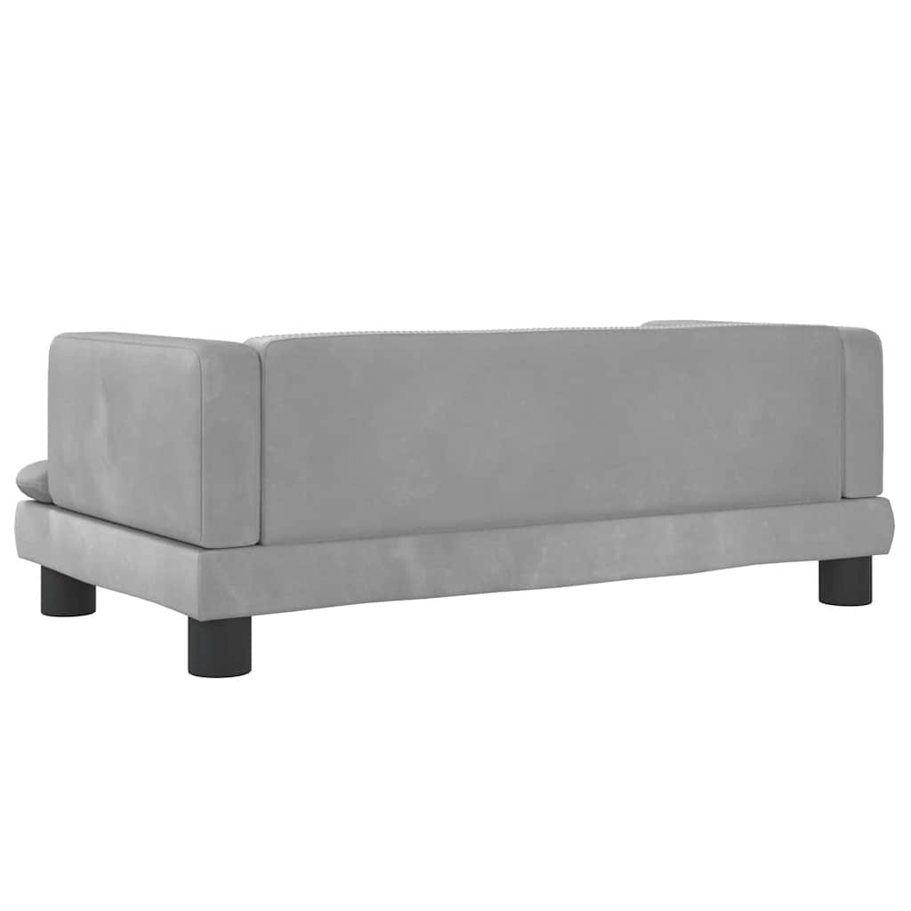 sofa til børn 80x45x30 cm velour lysegrå